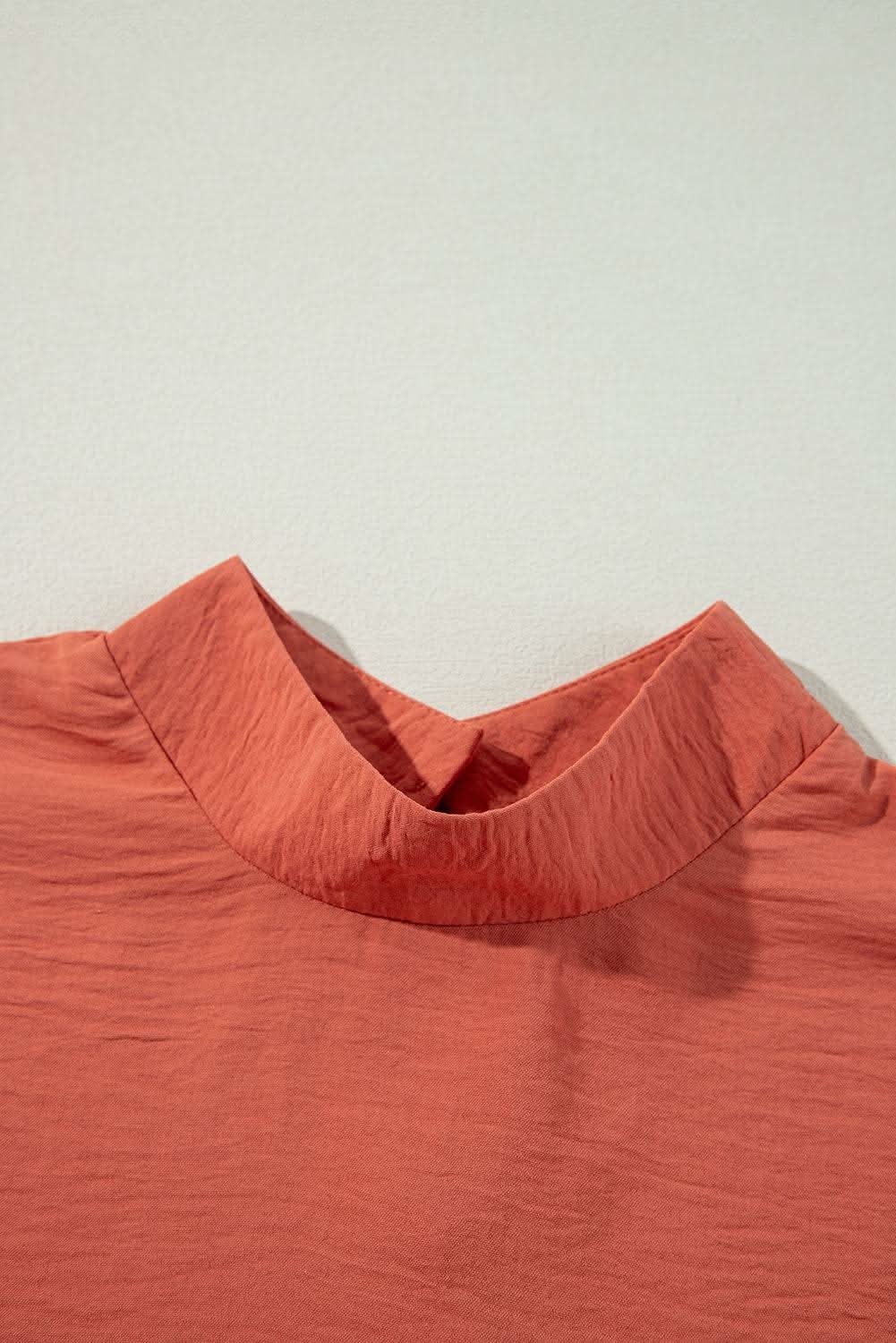 Russet Orange Swiss Dot Balloon Sleeve Loose Blouse - Love Salve